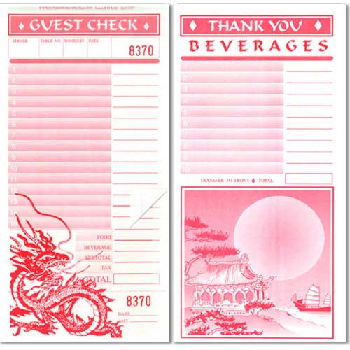 Chinese Asian Themed Guest Checks