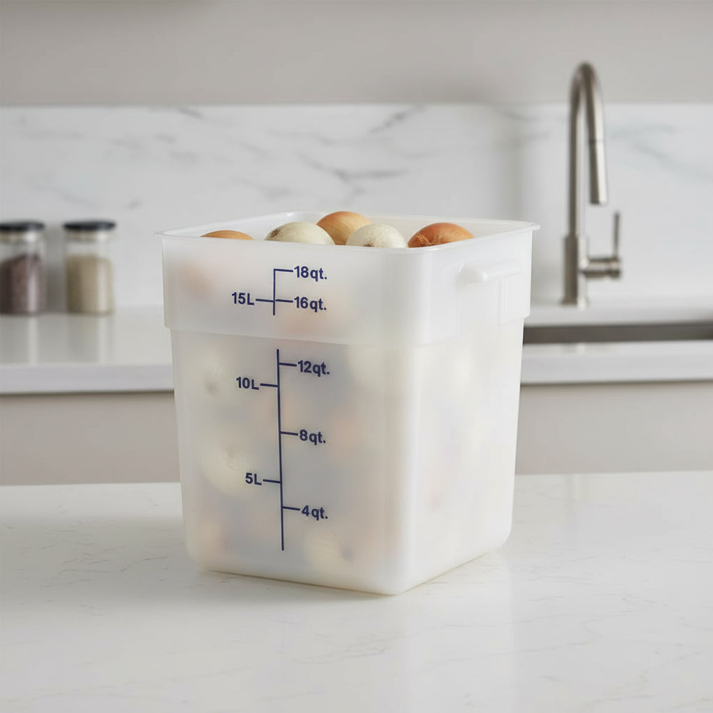 Cambro Polyethylene Square White Food Storage Container 18 Qt. 18SFSP148