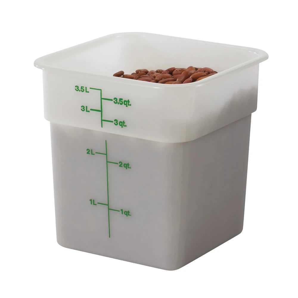Cambro Polyethylene Square White Food Storage Container 4 Qt. 4SFSP148