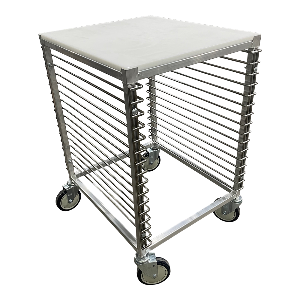 Winholt AL-1810-H-PT Half-Height Mobile Aluminum Sheet Pan Rack With Removable Poly Top - 10 Pan Capacity
