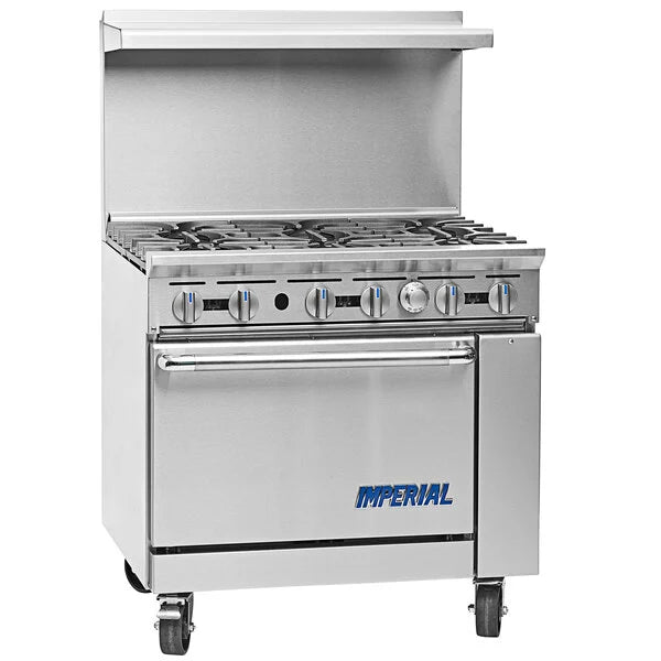 Imperial Stainless Steel Gas Restaurant Range Six Burner 36" Wide IR-6