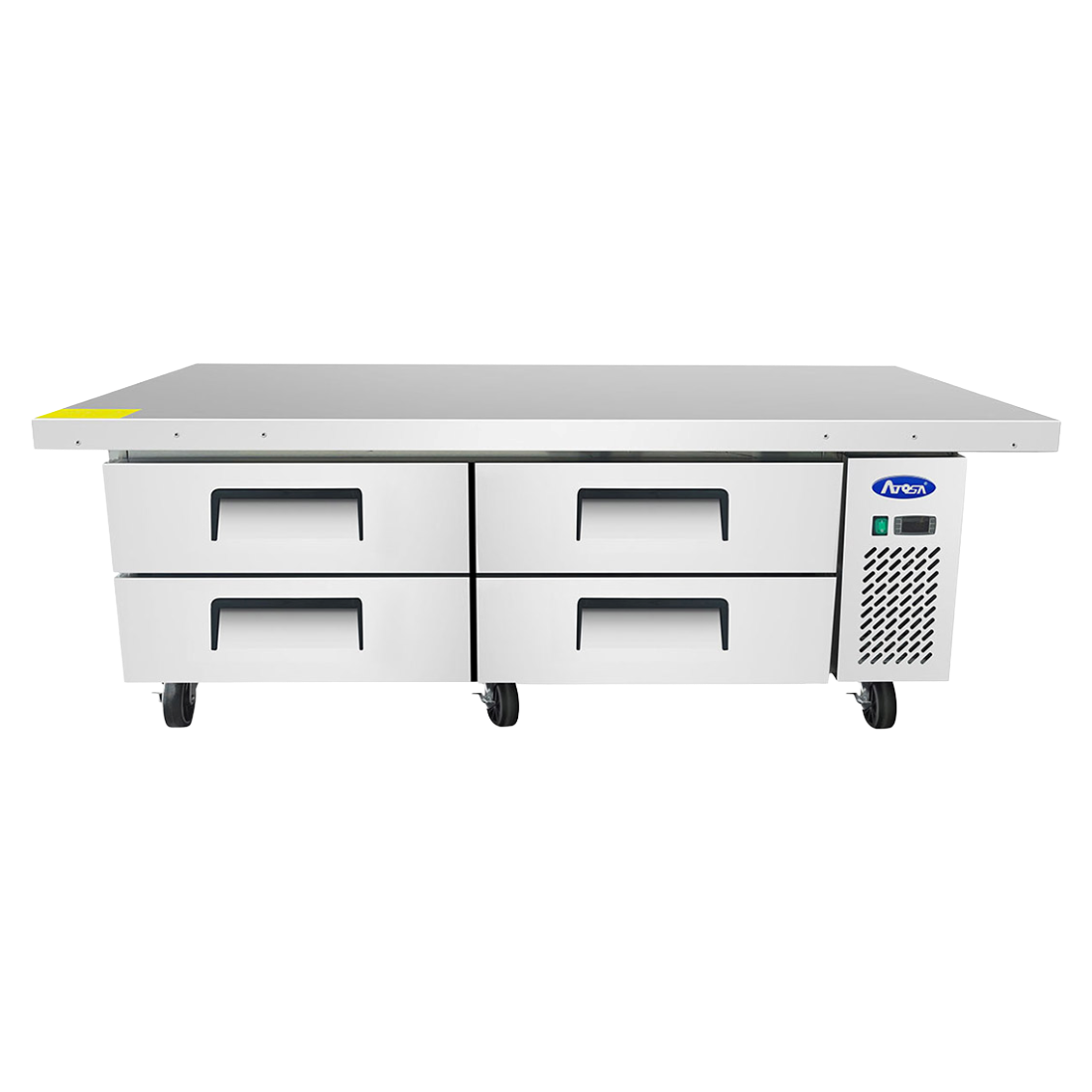 Atosa Two-Section Stainless Steel Refrigerated Chef Base With Extended Top 76" W