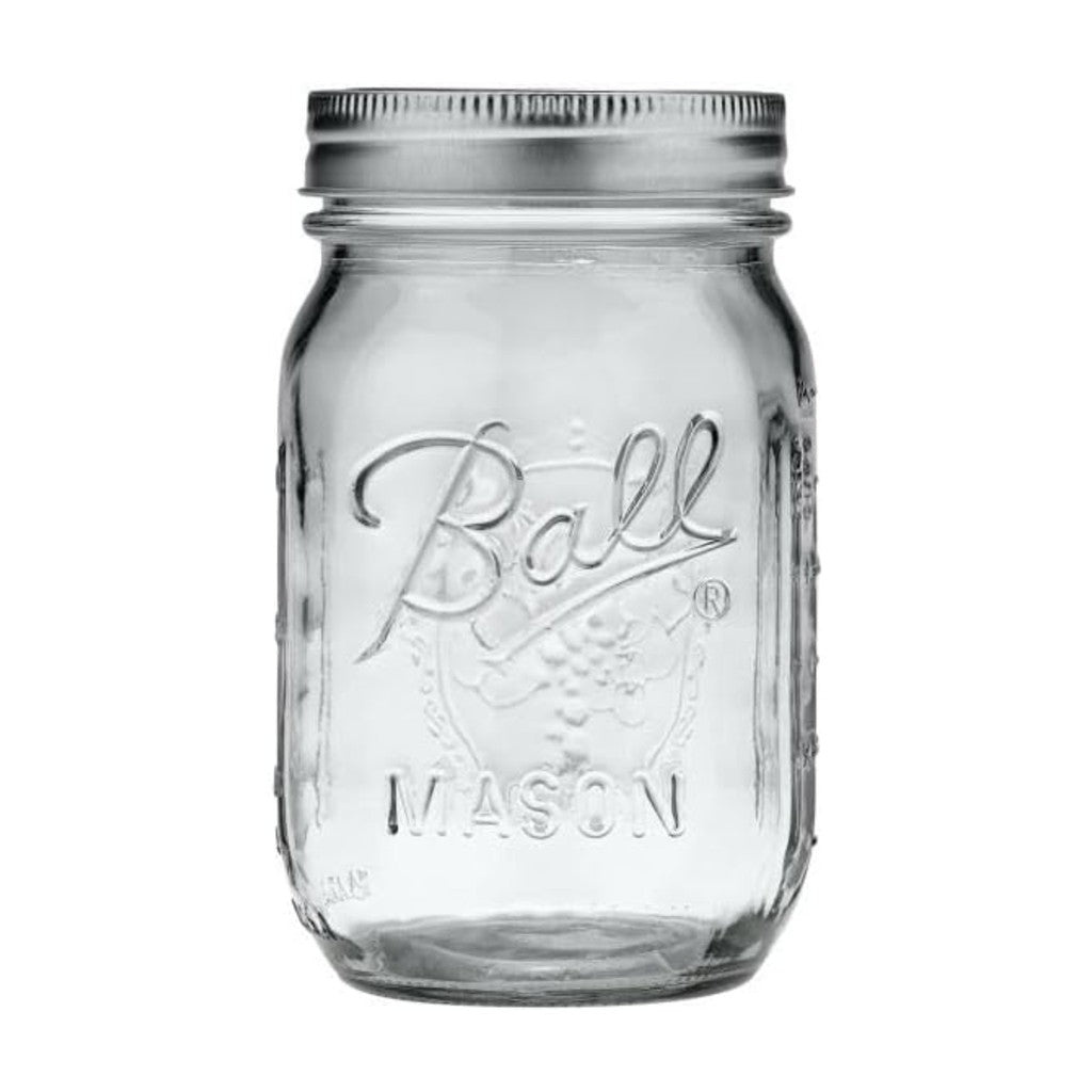 Ball Half-Pint Glass Canning Jar with Silver Metal Lid 16 oz. 61000
