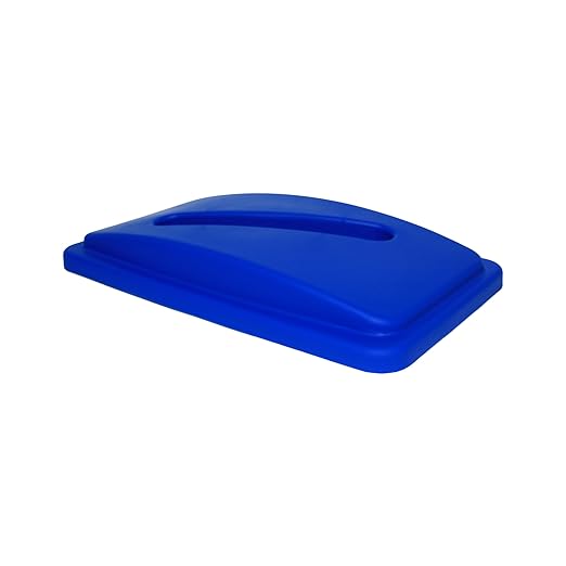 Blue Slim Rectangular Recycling Trash Can Lid with Paper Slot