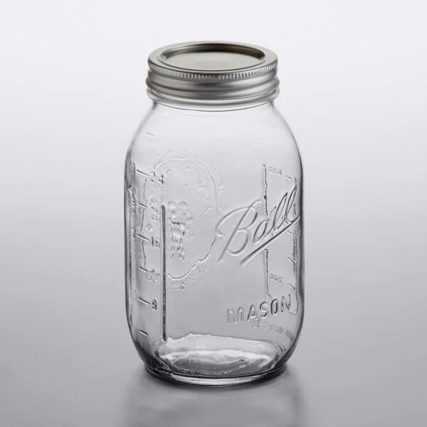 Ball Quart Regular Mouth Glass Canning Jar with Silver Metal Lid 32 oz. 62000