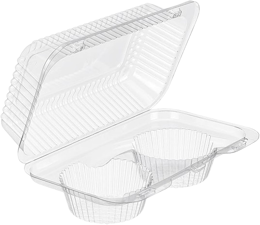 Clear OPS Plastic Jumbo 2 Cell Cupcake/Muffin Container - 125/Case