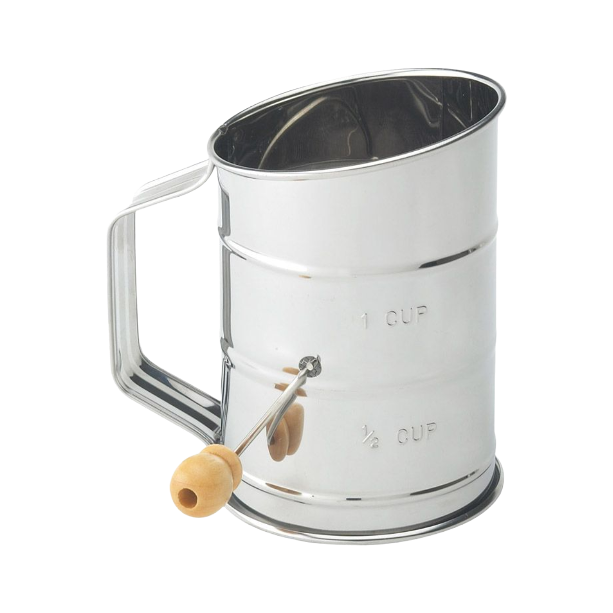 Mrs. Anderson's Baking Stainless Steel Hand Crank Flour Sifter, 1 Cup