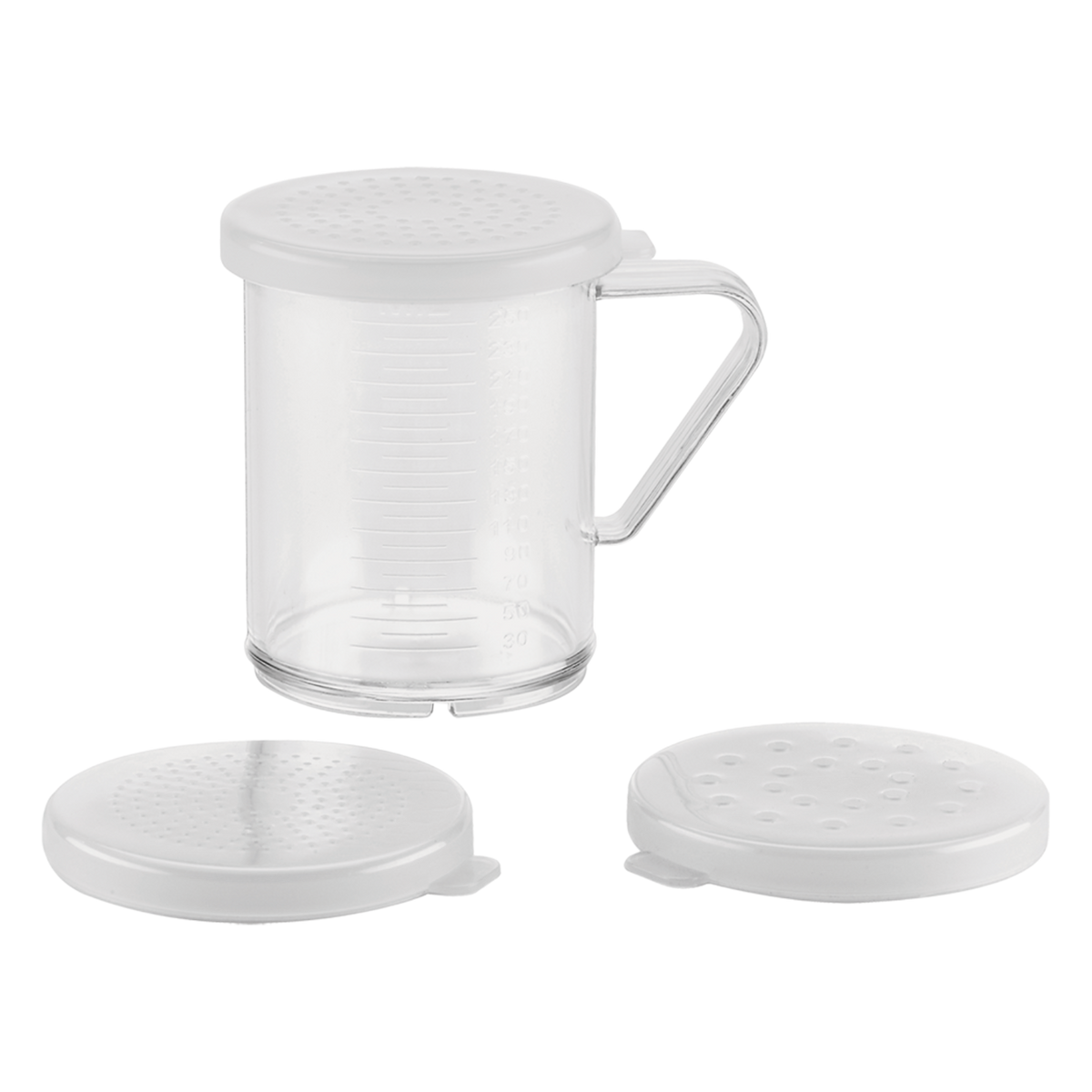 Browne 575680 Polycarbonate Dredge Set with 3 Lids 2.5" Dia., 10 oz, 4-Piece