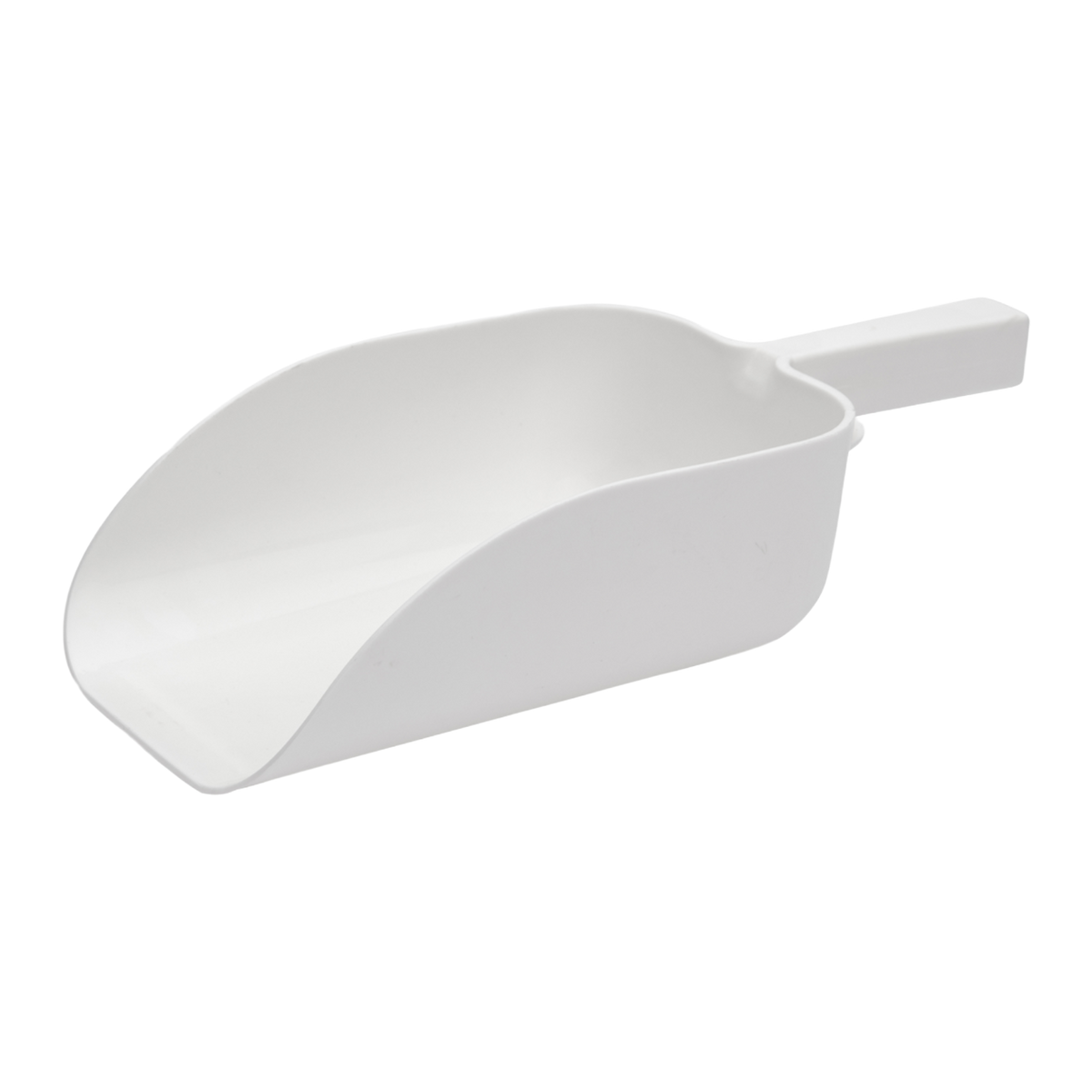 Browne 574873 White Plastic Flat Bottom Scoop, 64 oz