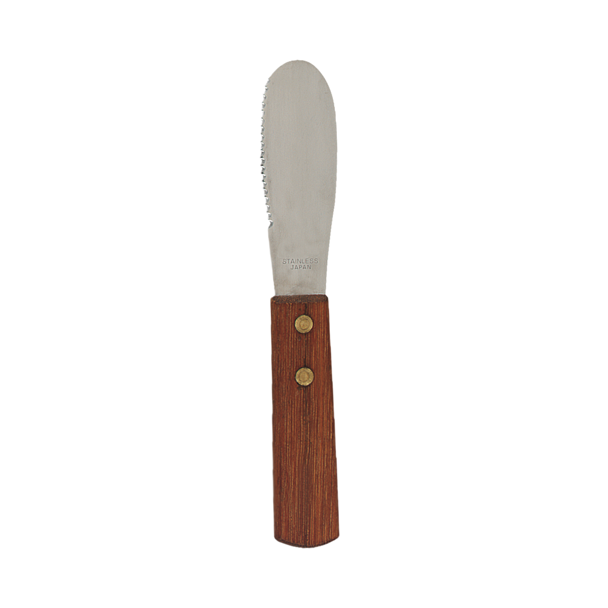 Browne 574312 Stainless Steel Serrated Sandwich Spreader with Wood Handle, 7"