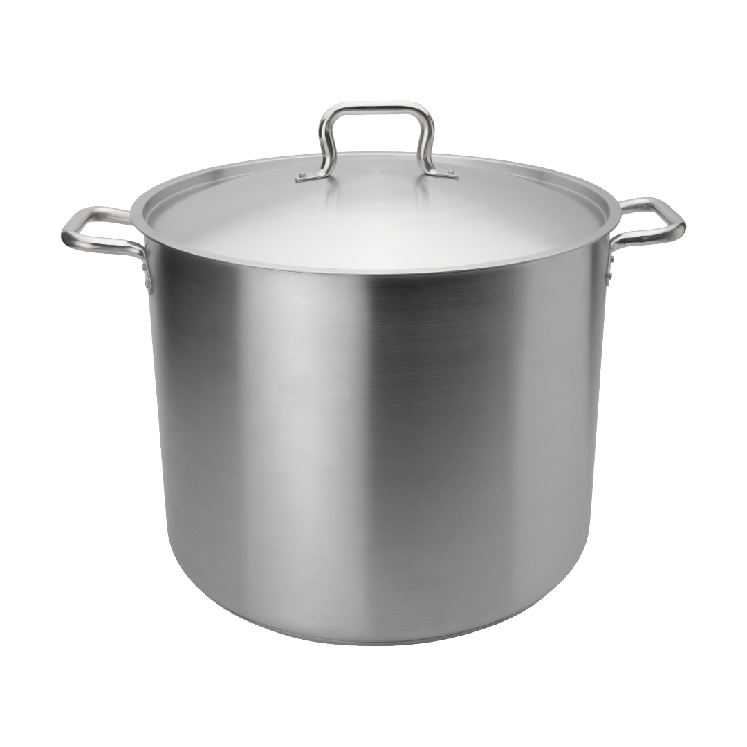 Browne 5733932 Elements Stainless Steel Stock Pot with Cover 14" Dia., 32 qt