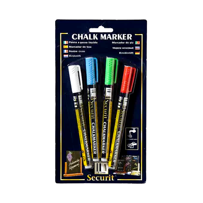 American Metalcraft BLSMA100V4CO Securit Mini Tip Chalk Markers - 4/Pack