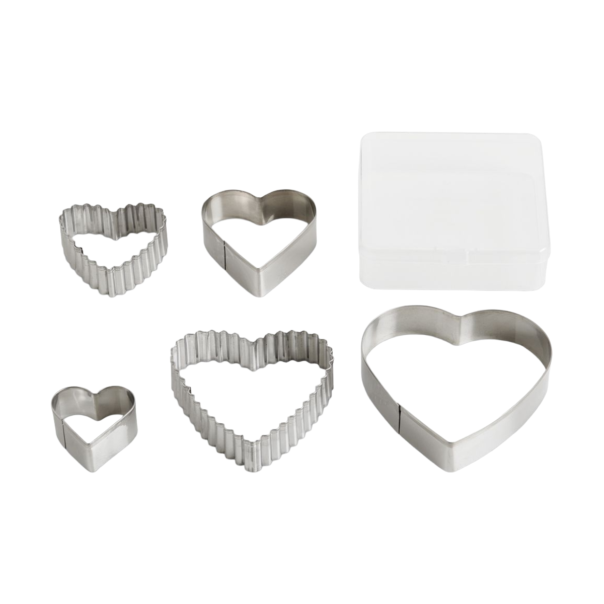 Mrs. Anderson's Baking Stainless Steel Heart Cookie Cutter Set with Storage Case, 5-Piece