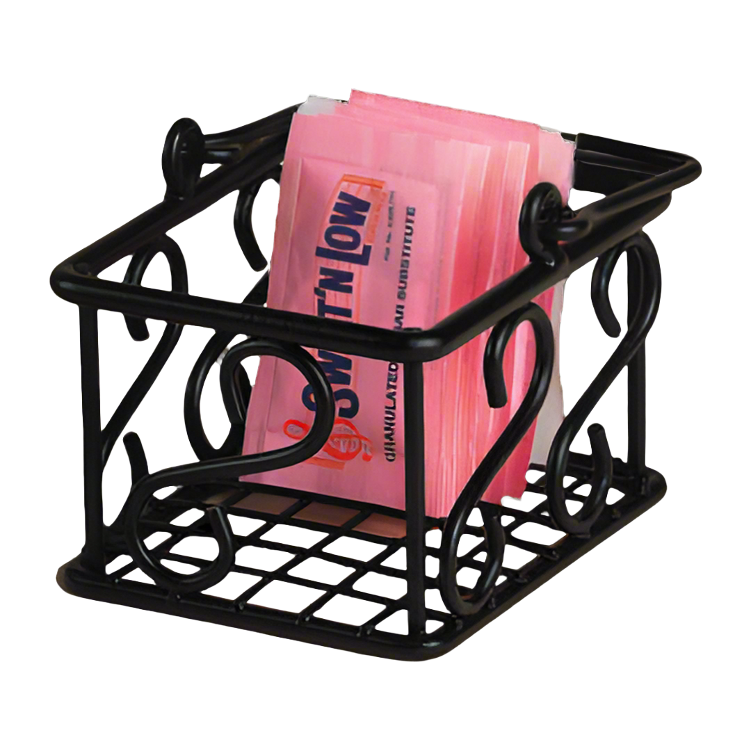 American Metalcraft SBS533 3.5"L x 2.75"W x 2.25"H Wrought Iron Sugar Packet Basket - Black