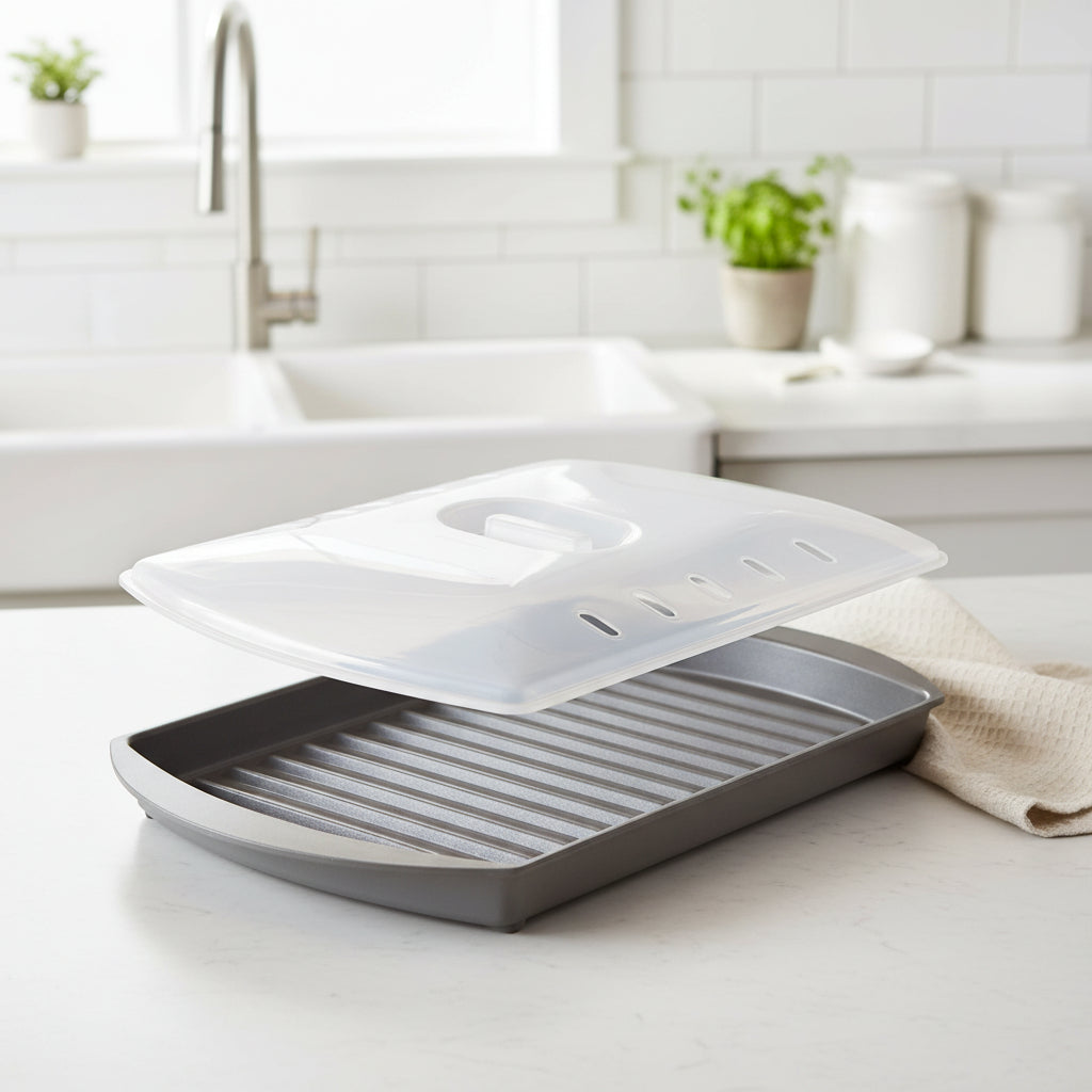 Prep Solutions Microwave Small Bacon Cooker with Lid 10" X 7" PS-76LIDGY