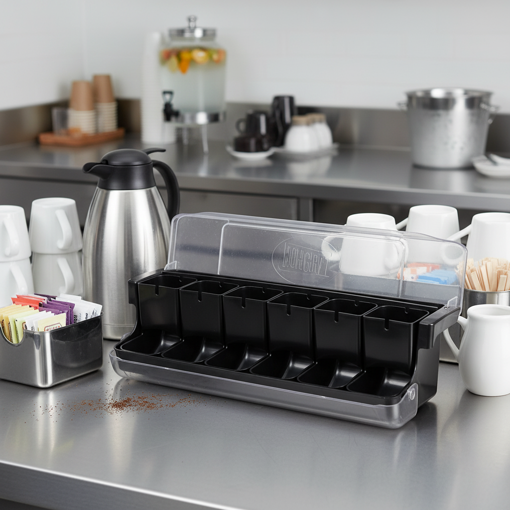 Tablecraft Garnish Station 6-Compartment Black Inserts BCD6000BK