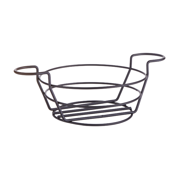 American Metalcraft BSKB80 8" Round Wire Basket with Ramekin Holders - Black
