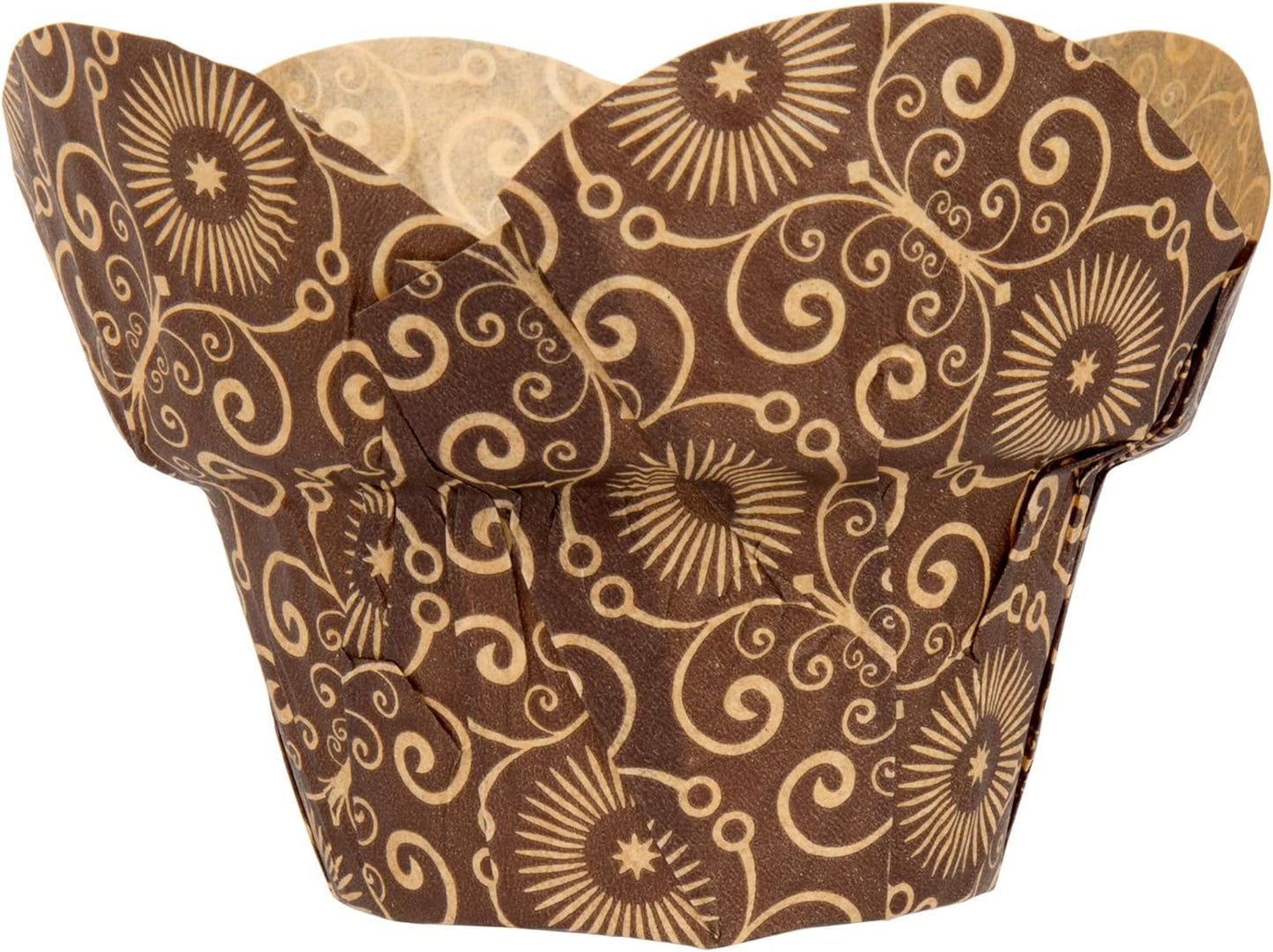 Dark Brown Mariposa Print Lotus/Crown Baking Cup 2" x 2-3/4" - 100/Pack