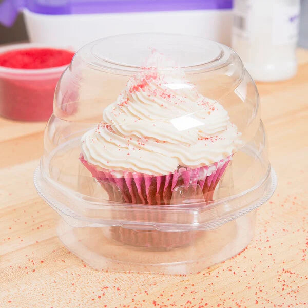 Clear Cupcake Hinged Container Swirl Dome 1 Compartment - 270/Case