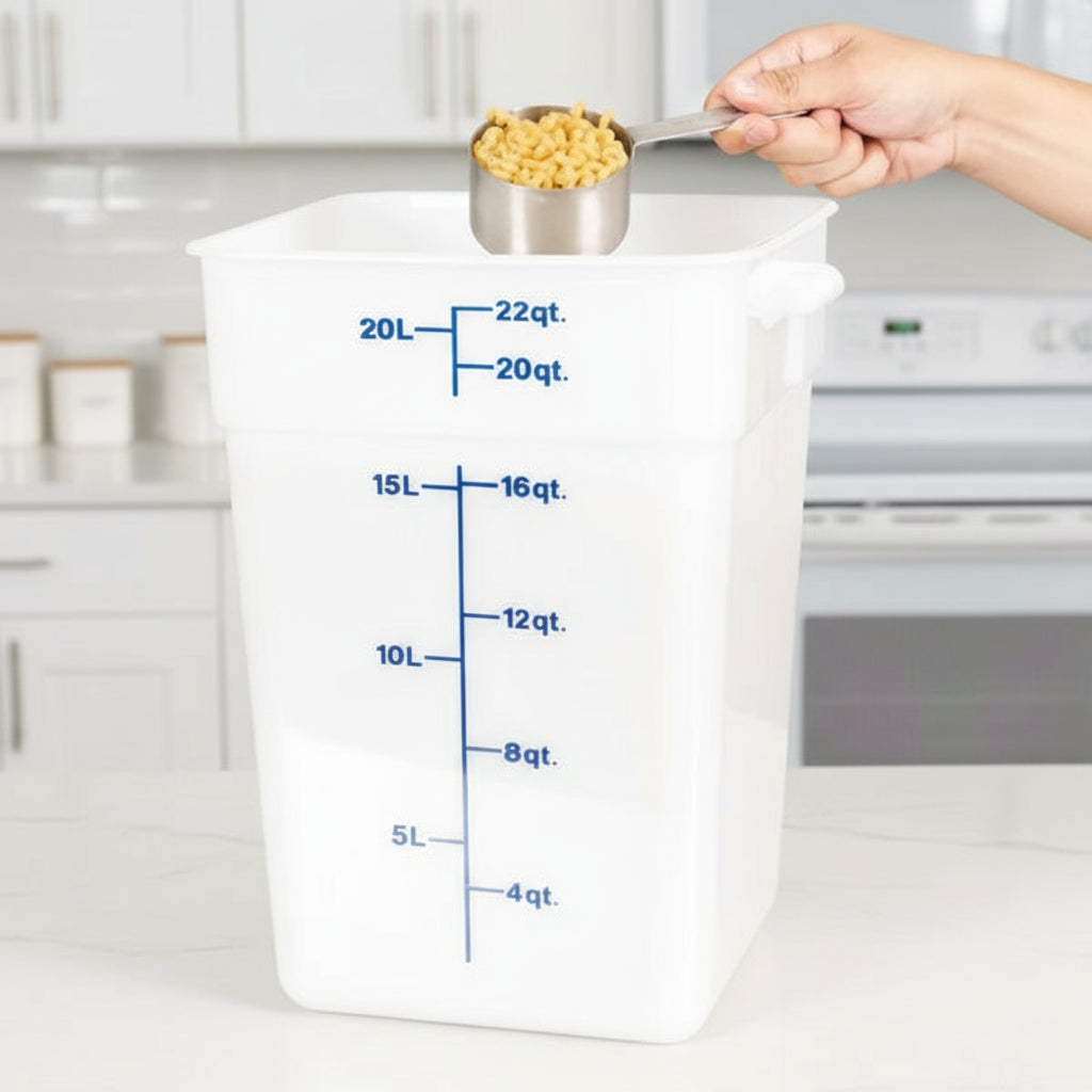 Cambro Polyethylene Square White Food Storage Container 22 Qt. 22SFSP148