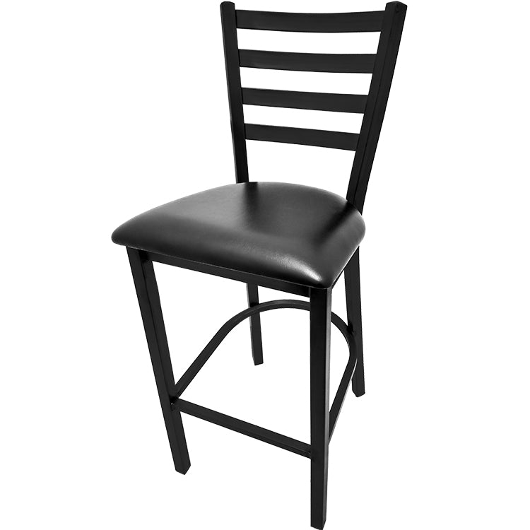 Oak Street Mfg. Black Coat Frame with Ladder Back No Swivel Bar Stool BM-234