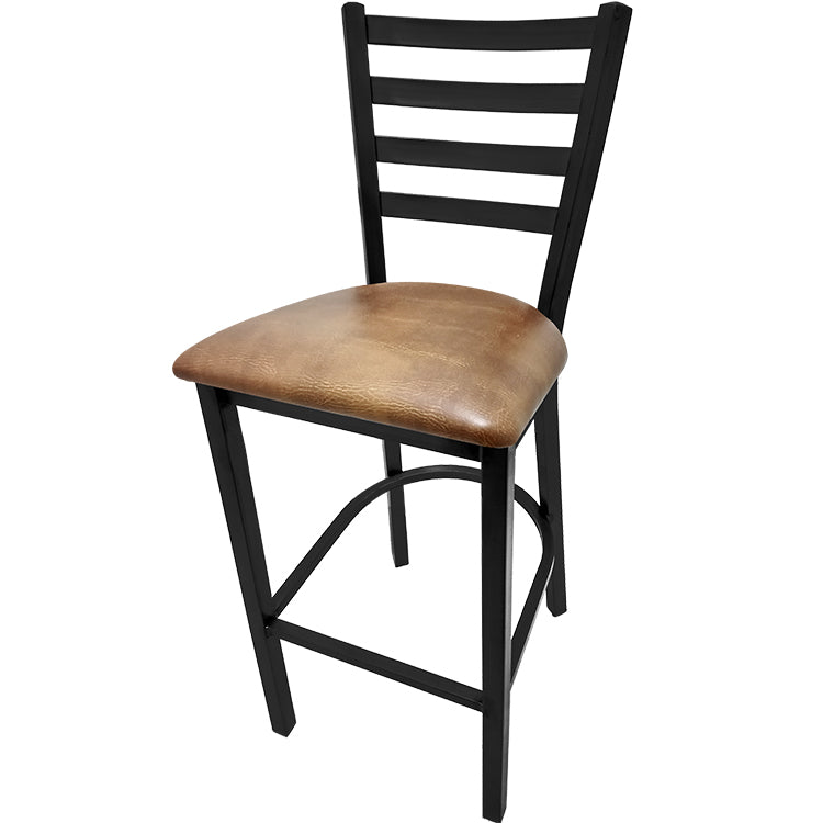 Oak Street Mfg. Black Coat Frame with Ladder Back No Swivel Bar Stool BM-234