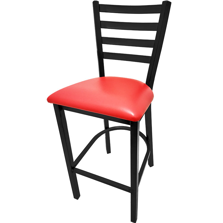 Oak Street Mfg. Black Coat Frame with Ladder Back No Swivel Bar Stool BM-234