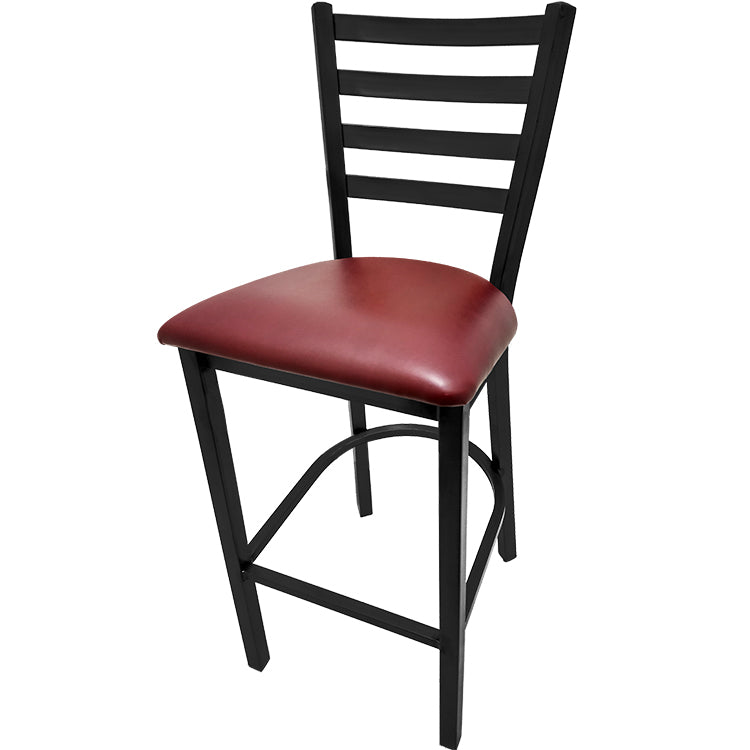 Oak Street Mfg. Black Coat Frame with Ladder Back No Swivel Bar Stool BM-234