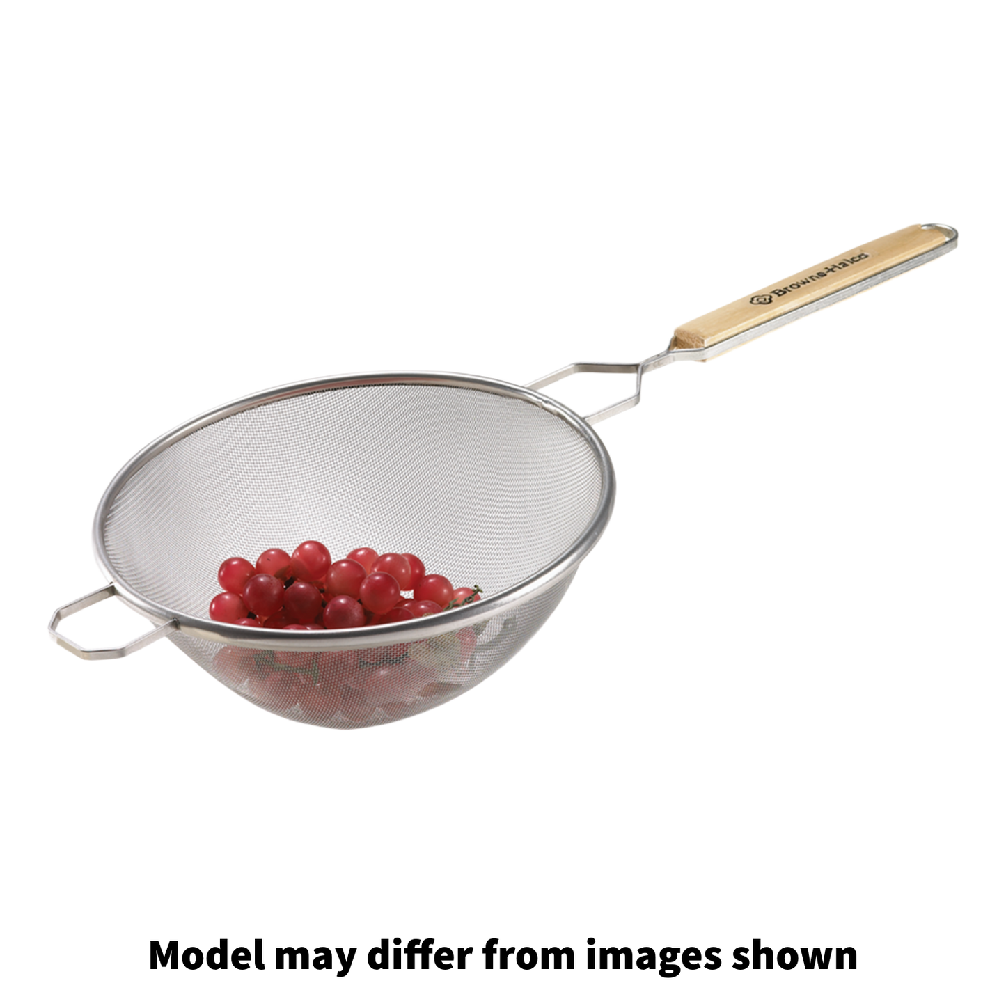 Browne 9098 Tinned Single Fine Mesh Strainer with Wood Handle, 8"