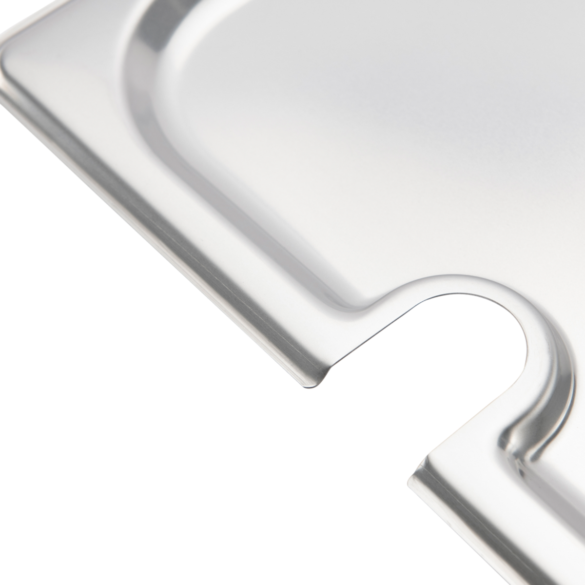 Browne 575529 Stainless Steel Notched Steam Table Pan Cover with Handle, Full Size