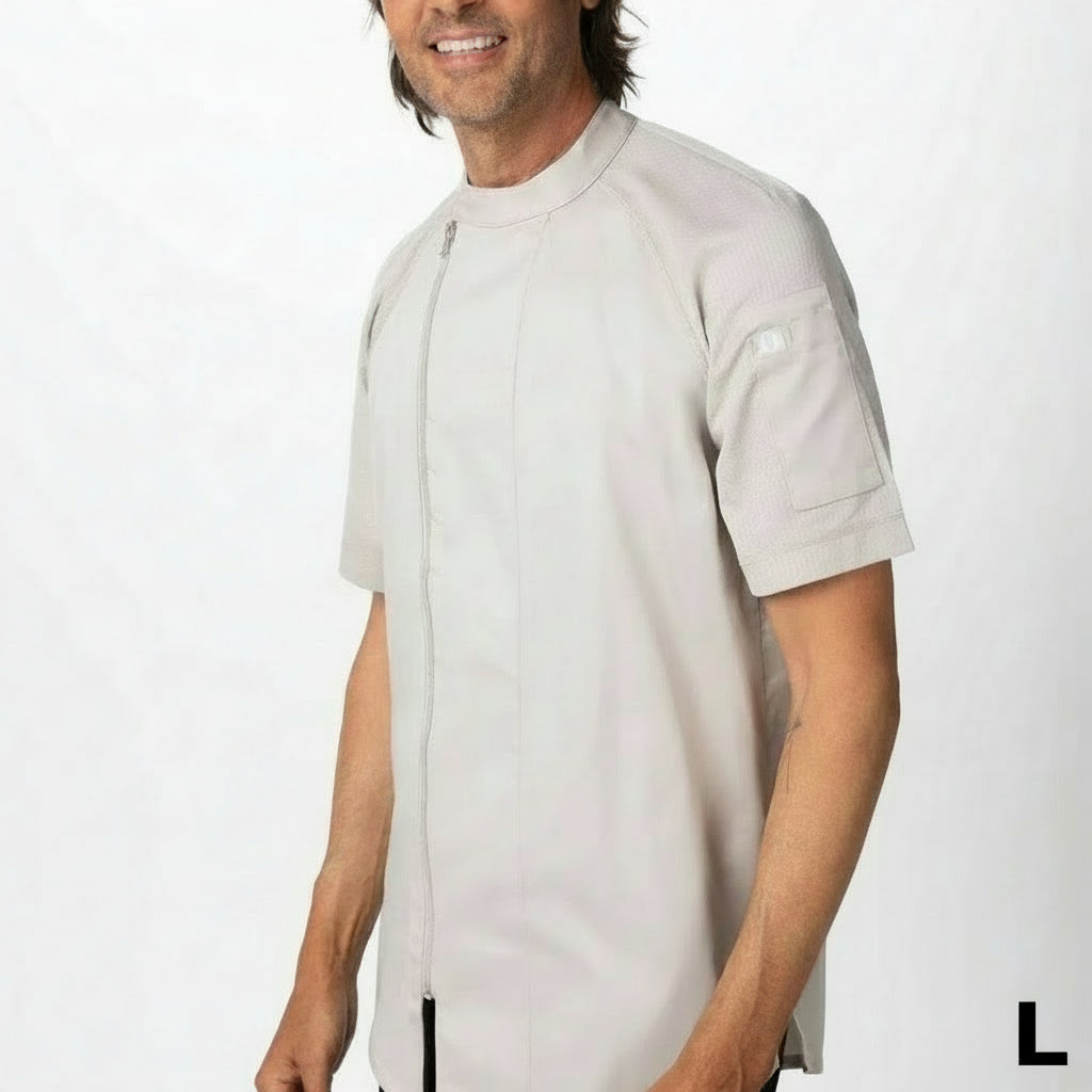 Chef Works Varkala Chef Coat Short Sleeve Natural Large CBZ03-NAT-L