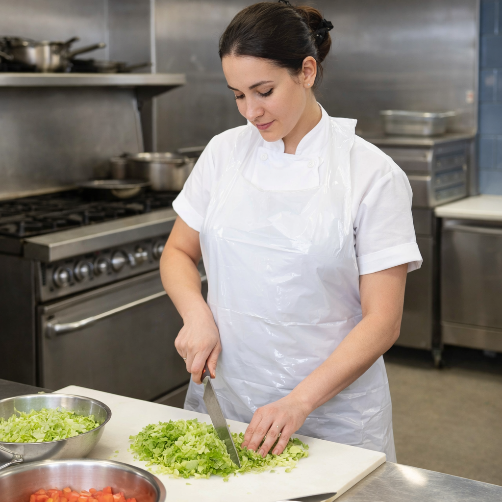 Aprons Poly Embossed 28 x 46 White - 100/Box