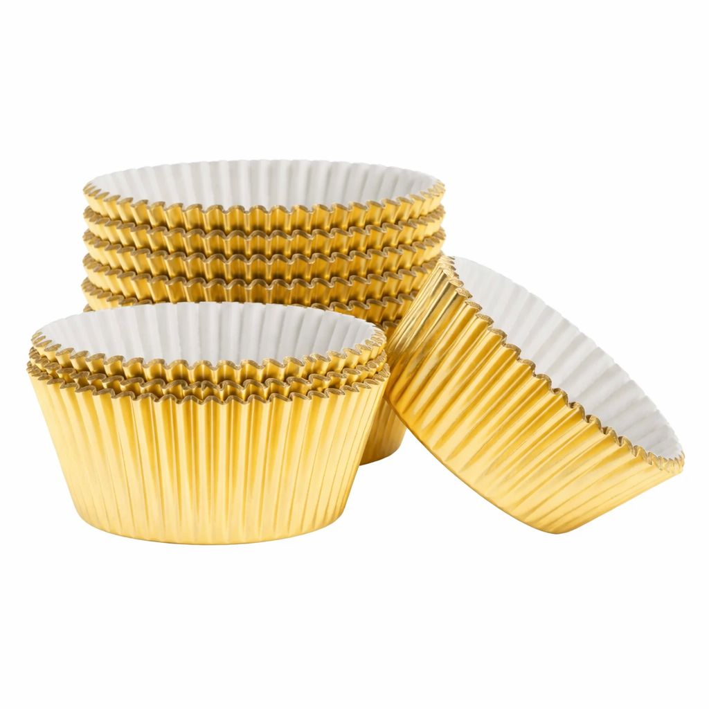 Ateco Gold Paper Lined Foil Baking Cup 2" x 1-1/4" 6431 - 200/Pack