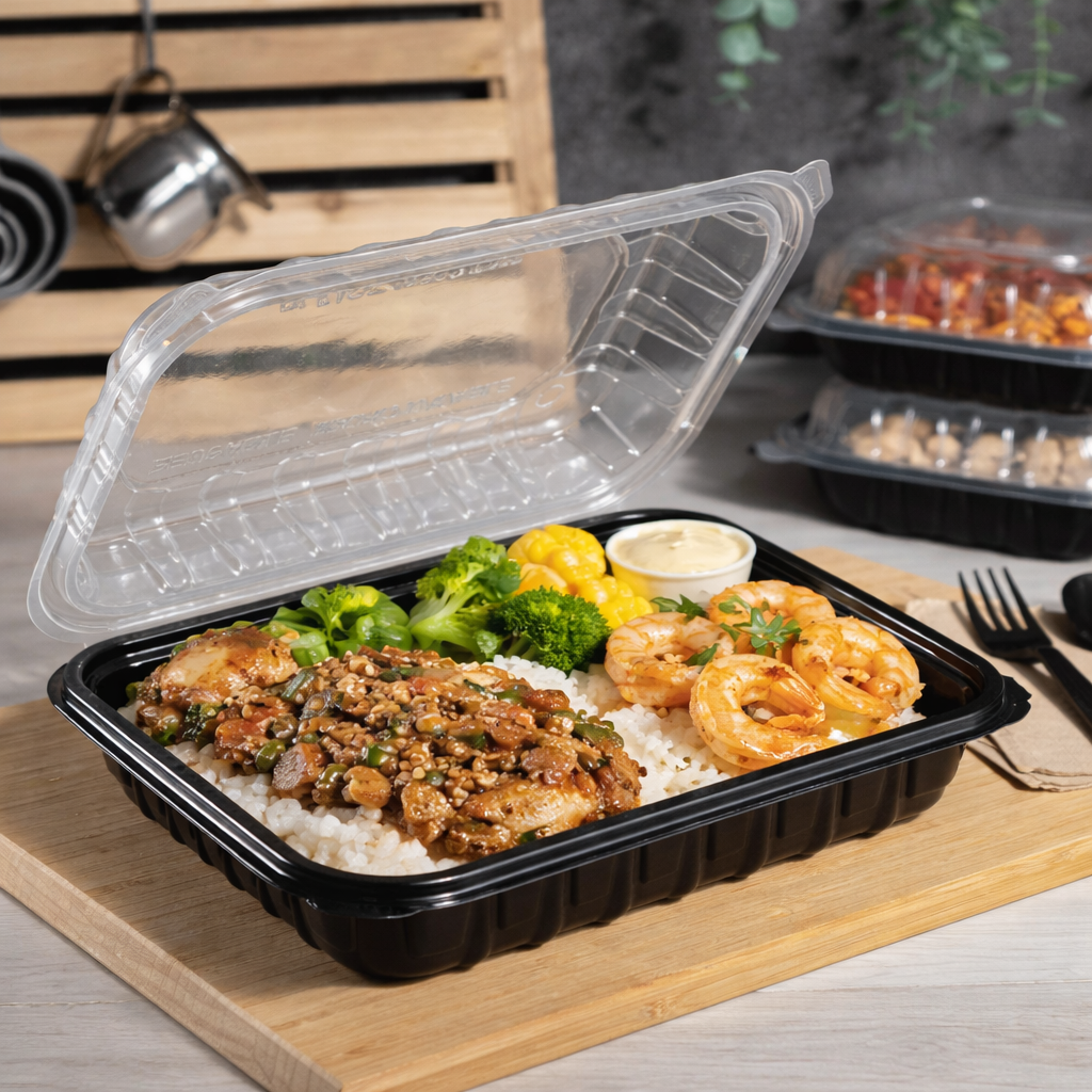 Microwaveable Container Hinged 1 Compartment 11" x 8" x 3" - 100/Case