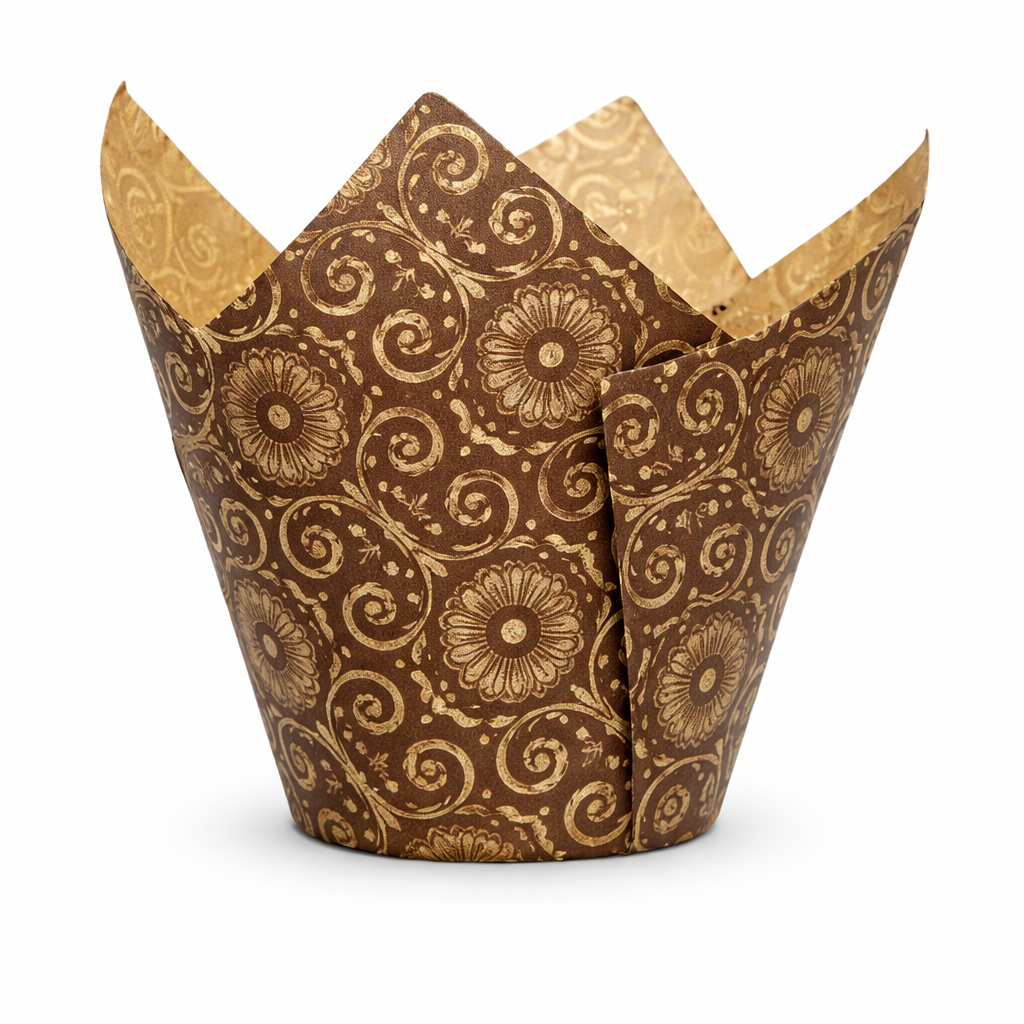 Brown Mariposa Tulip Crown Baking Cup 2" x 3-1/4" - 100/Pack
