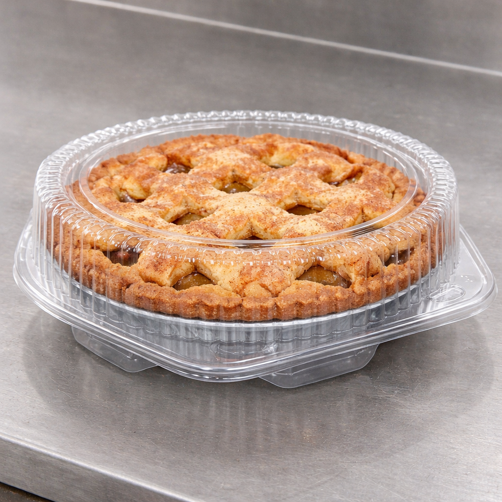 Clear Hinged OPS Plastic Deep Round Pie Container 9" LBH-992 - 100/Case