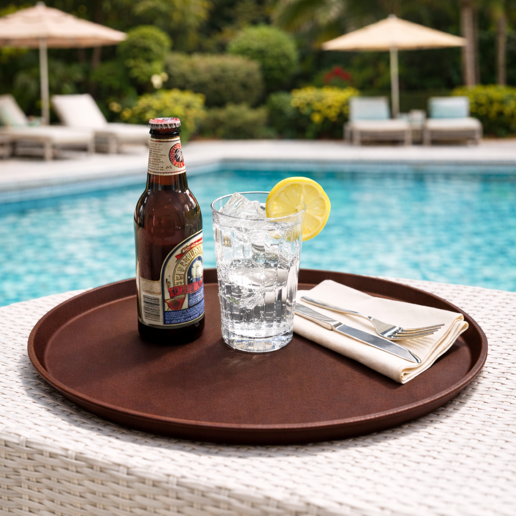 Cambro Camtread Tavern Tan Serving Tray Round 14" 1400CT138