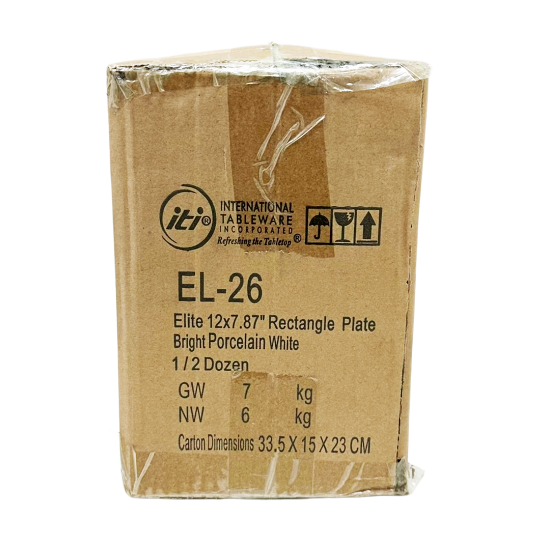 International Tableware EL-26 Elite 12" x 7.87" Rectangular Plate 6/Case