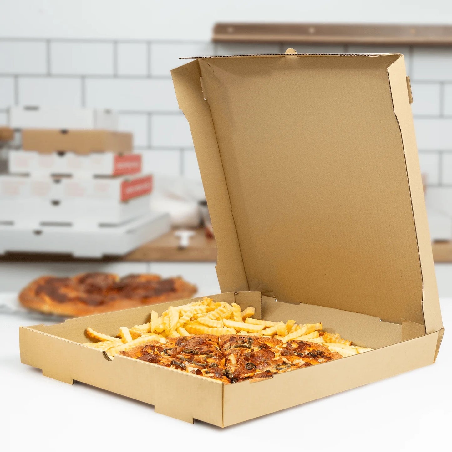 Pizza Box Kraft Printed 16" x 16" x 2" - 50/Case