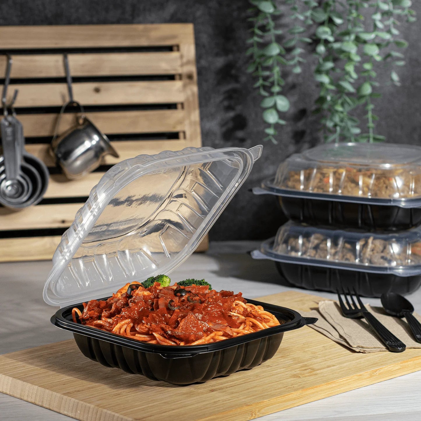 Microwaveable Container Hinged 1 Compartment 8" x 8" x 3" - 100/Case