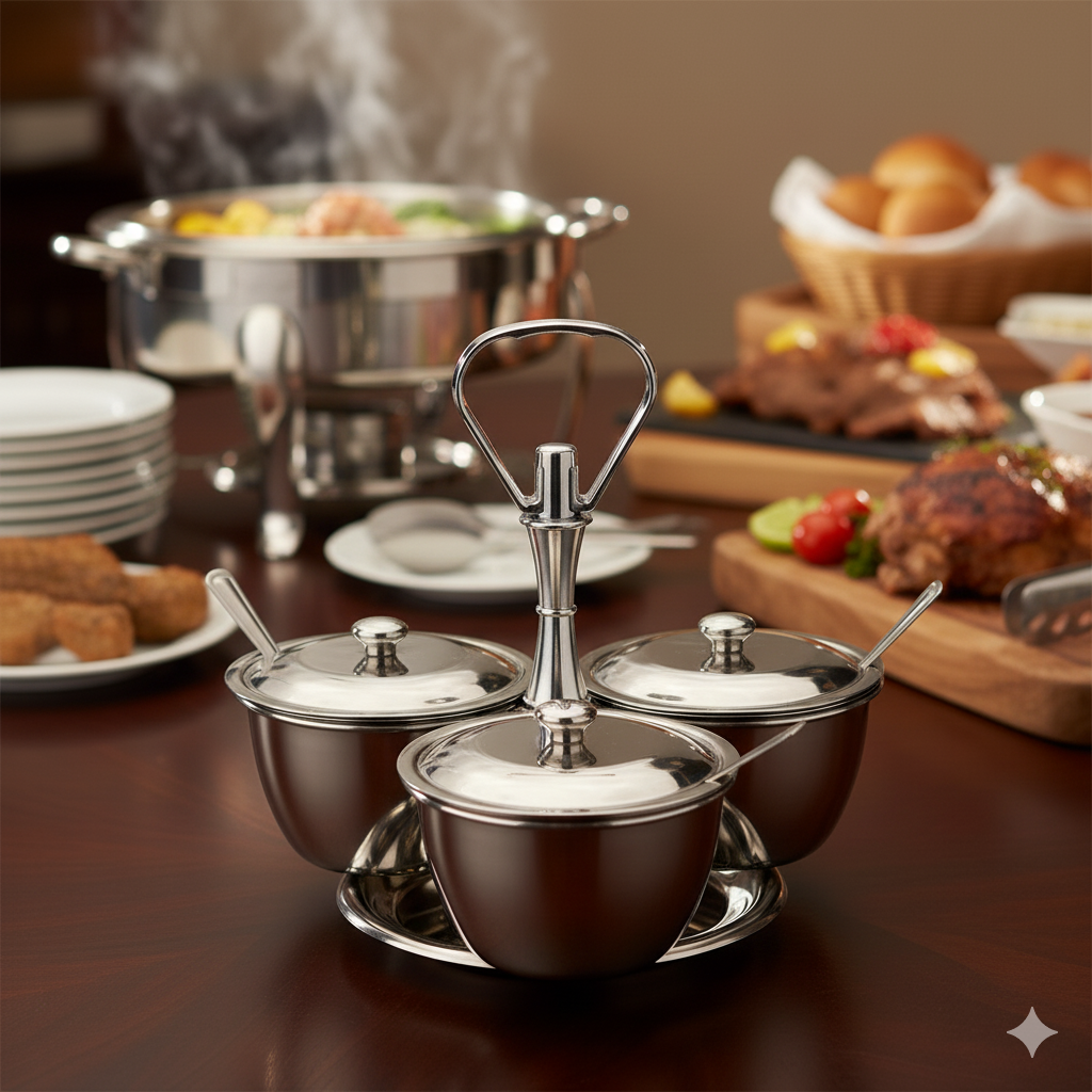 Winco Relish Server Stainless Steel (3) 8 oz. Compartments RS-3