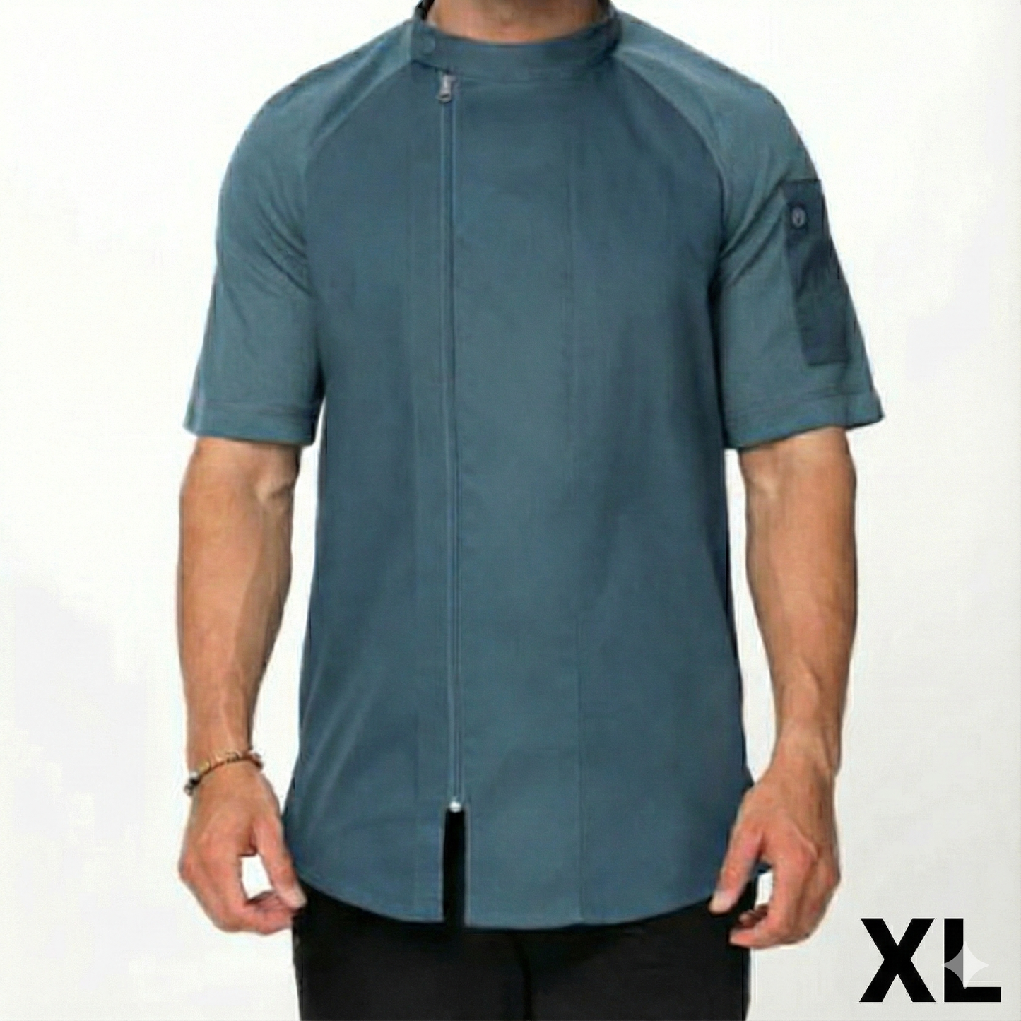 Chef Works Varkala Short Sleeve Chef Coat Teal XL CBZ03-TEA-XL