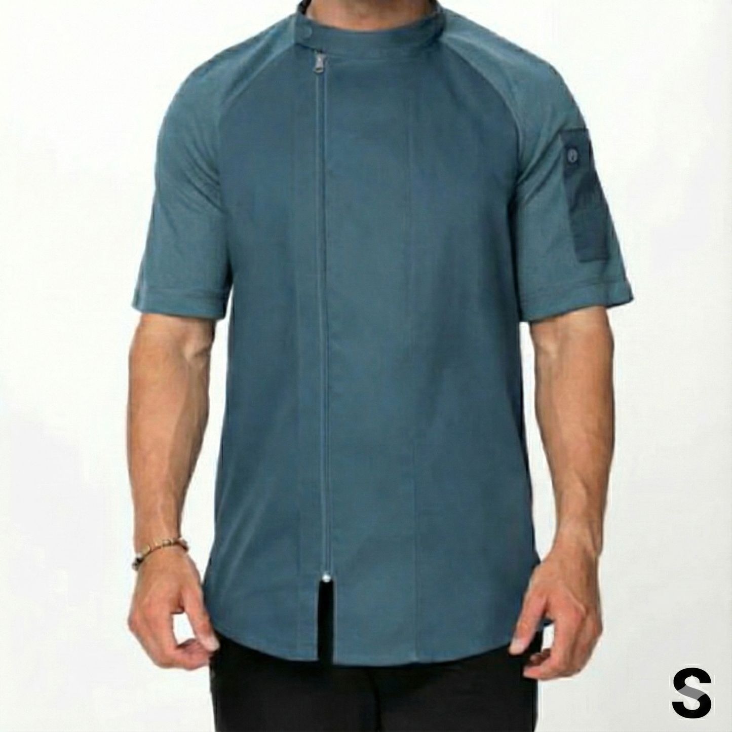 Chef Works Varkala Short Sleeve Chef Coat Teal Small CBZ03-TEA-S