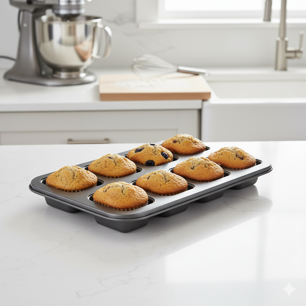 Winco Carbon Steel Mini Loaf Pan Non Stick 8 Compartment HLF-8MN