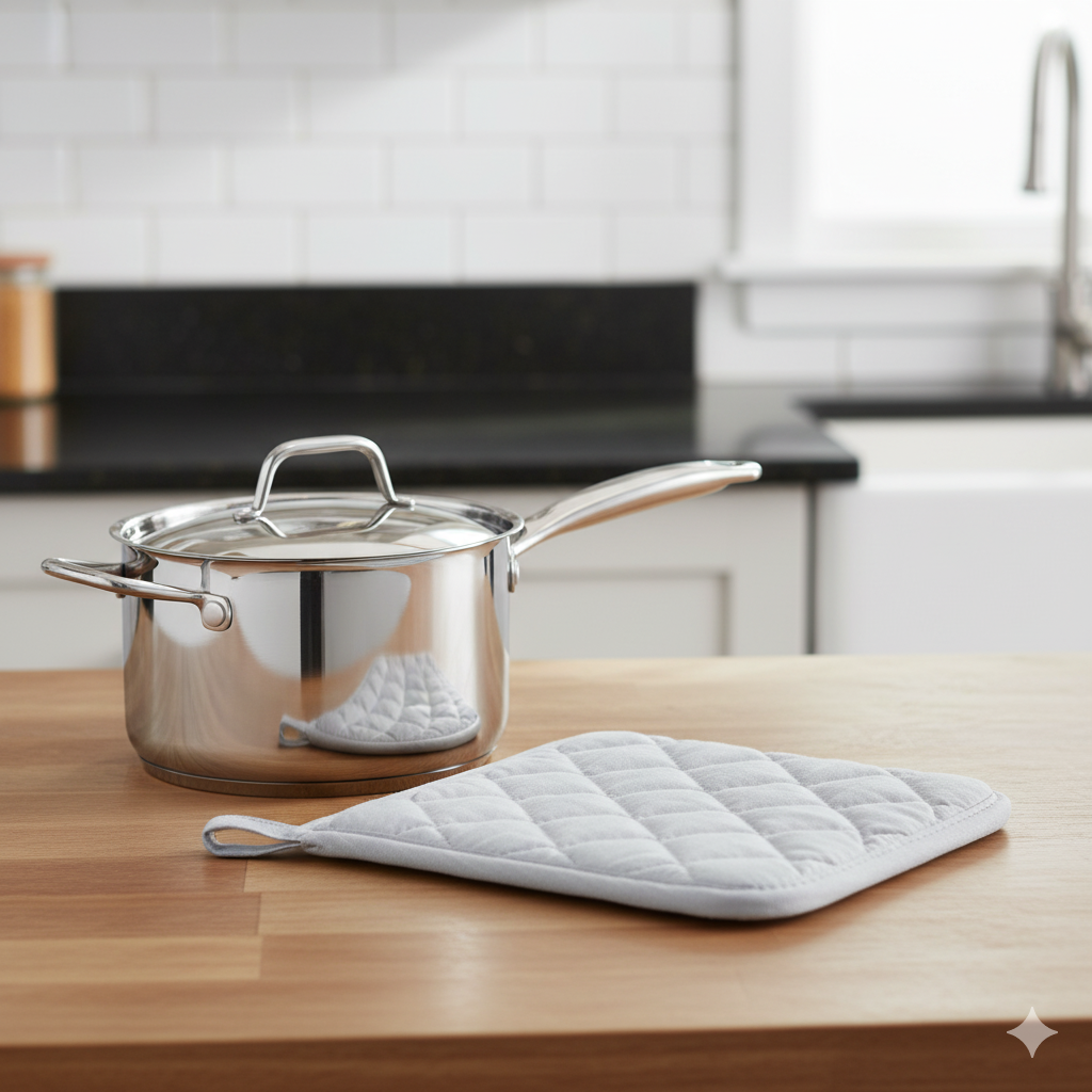 Winco Pot Holder Silver Silicone Coated 100% Cotton 8" x 8" - 12/Pack