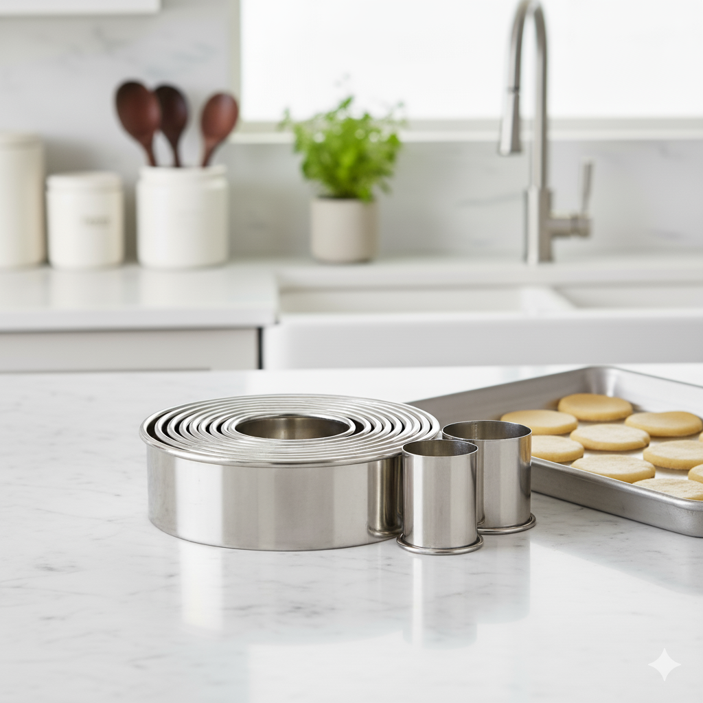 Winco Stainless Steel Cookie Cutter Set Round & Plain 1”- 3.5” Diameter CST-2 - 11 Pieces/Set