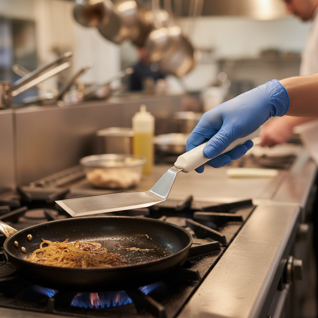 Winco Hamburger Turner 5.1" x 2.8" White Handle S/S blade TWP-61