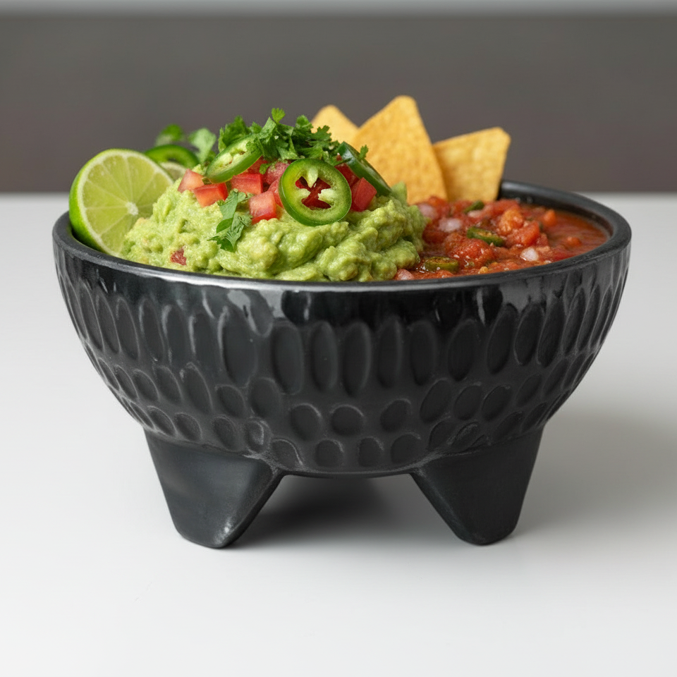 GET Enterprise Viva Mexico Molcajete Bowl Black 4 oz. MOJ-801-BK - 12/Pack