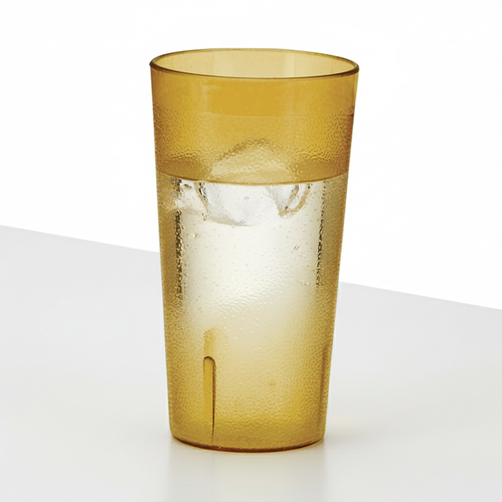 Winco Pebbled Tumbler Plastic Amber 32 oz. PTP-32A - 12/Pack