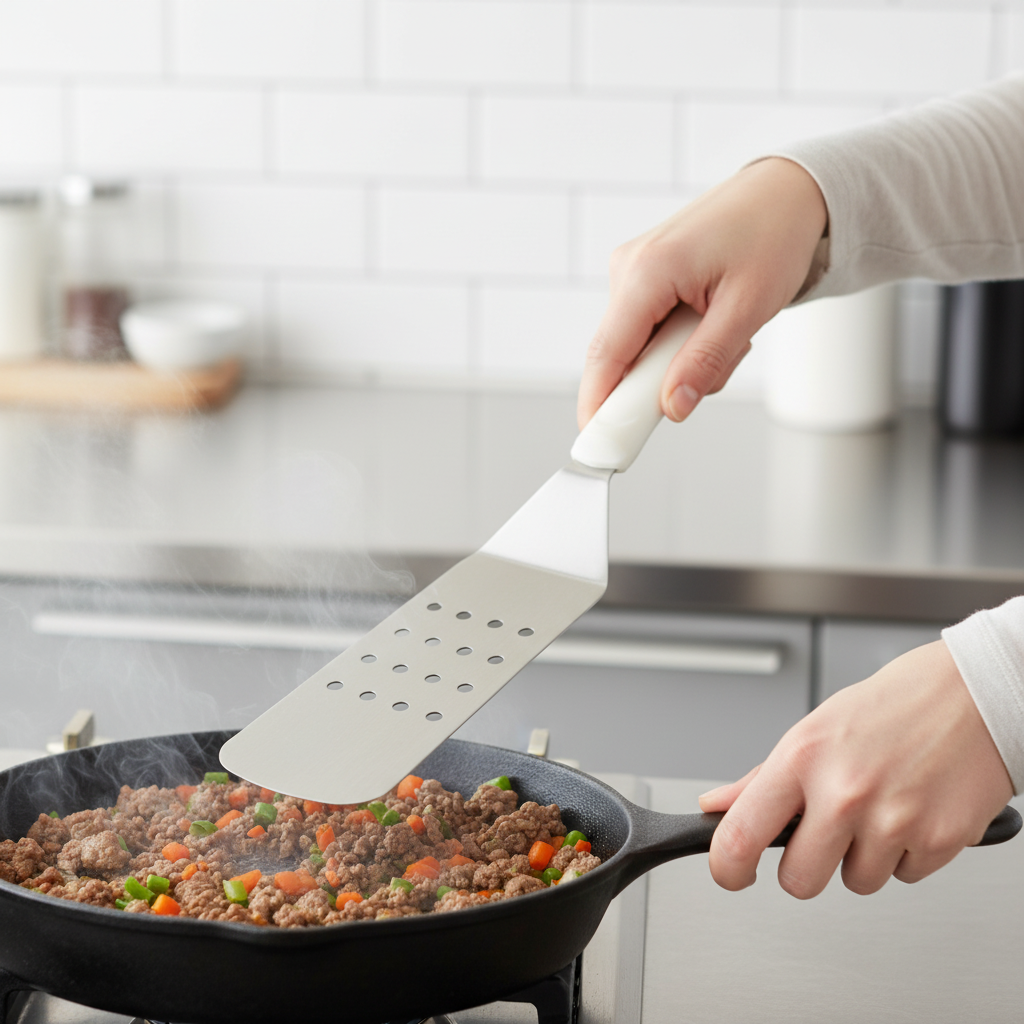 Winco Solid Turner White Handle 8.25"x 2.8" NSF TWP-91